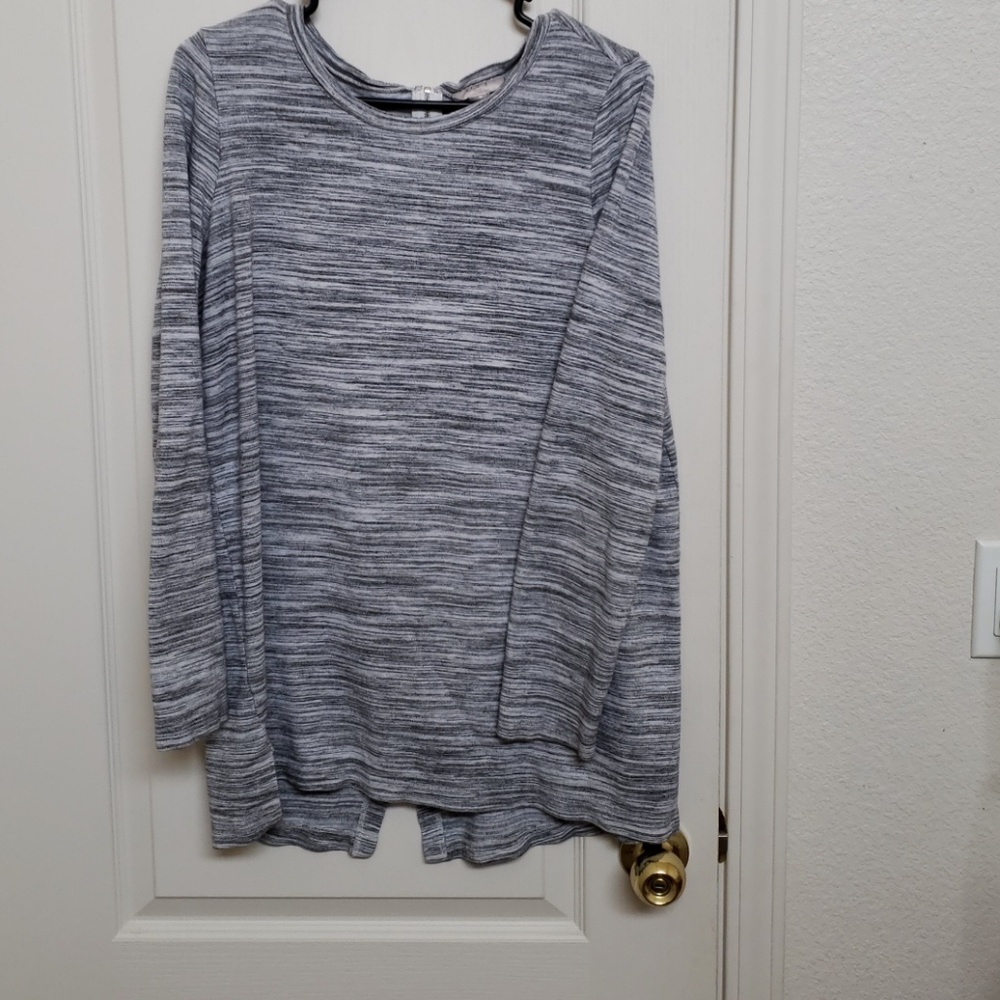 LOFT sweatshirt sweater full zip back gray sz L